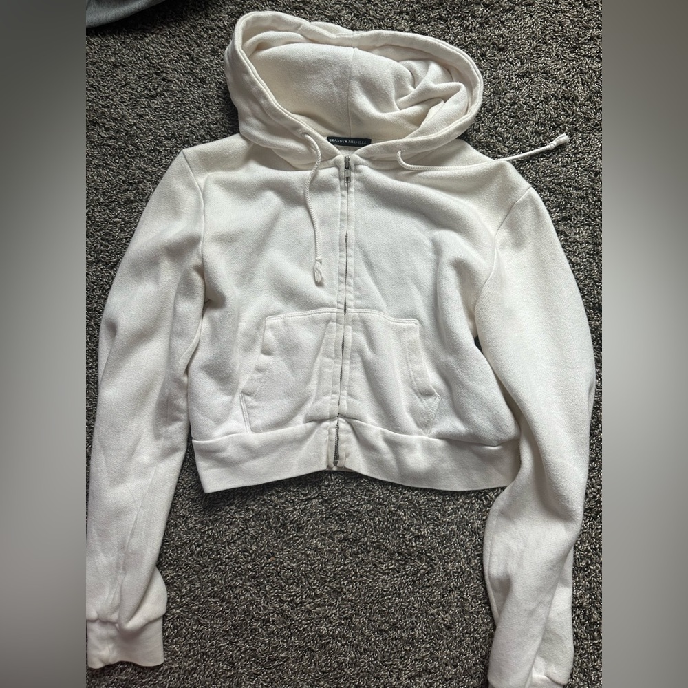 cropped white zip up